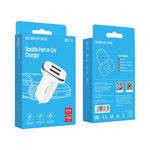 Автомобильное зарядное устройство BOROFONE BZ12 Lasting power, 2*USB, 2.1A, белый