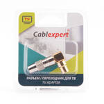 Разъем Cablexpert TVPL-07, TV (папа) позолоченный, латунь OD8.5, 90 градусов, блистер
