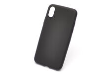 Задняя накладка для iPhone X (Силикон, ультратонкая, черная) Fashion